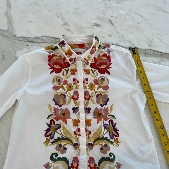 ETRO WHITE FLORAL COTTON TOP SIZE IT 46 / US 10 - Picture 11 of 17